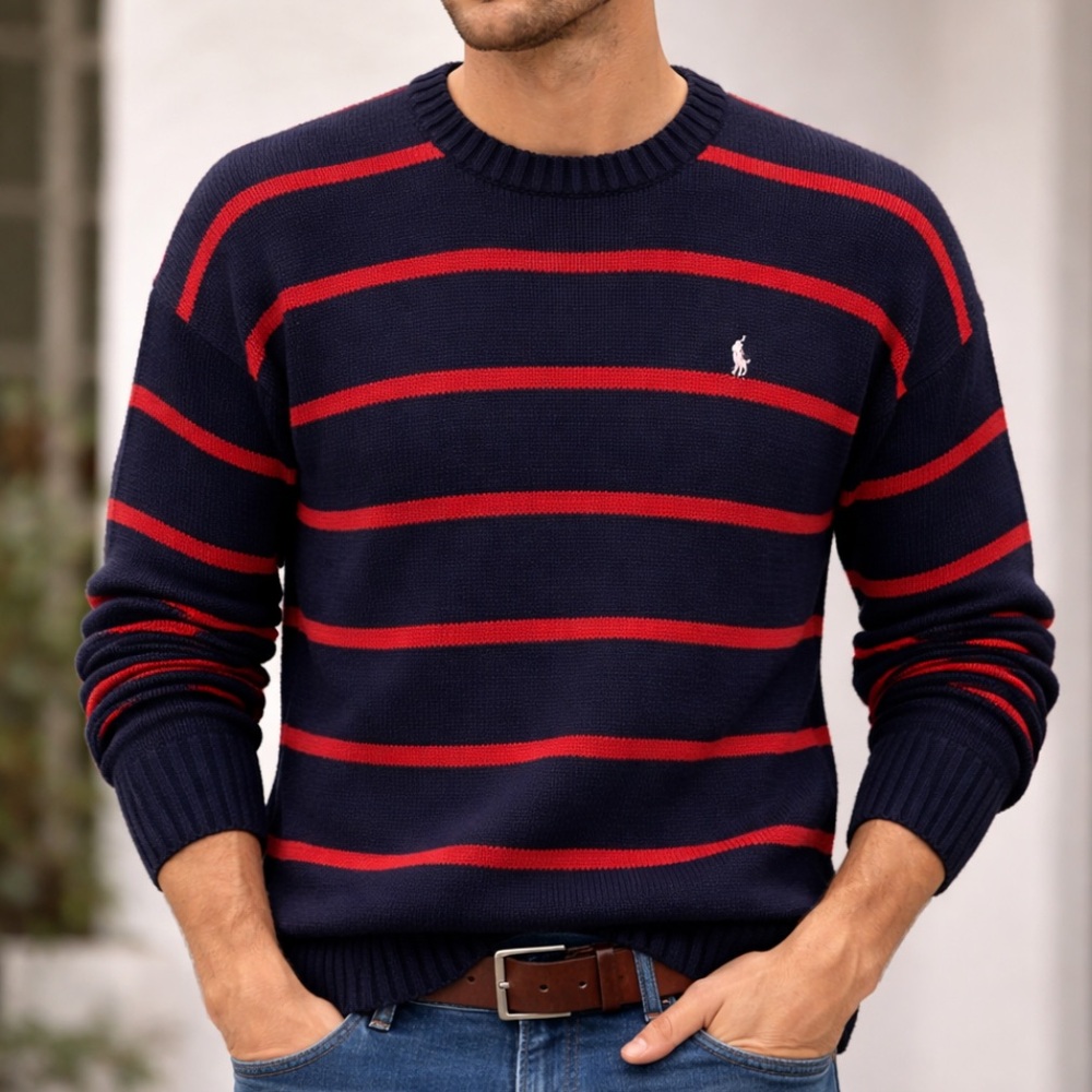 Men’s large polo by Ralph lauren red and navy sweater